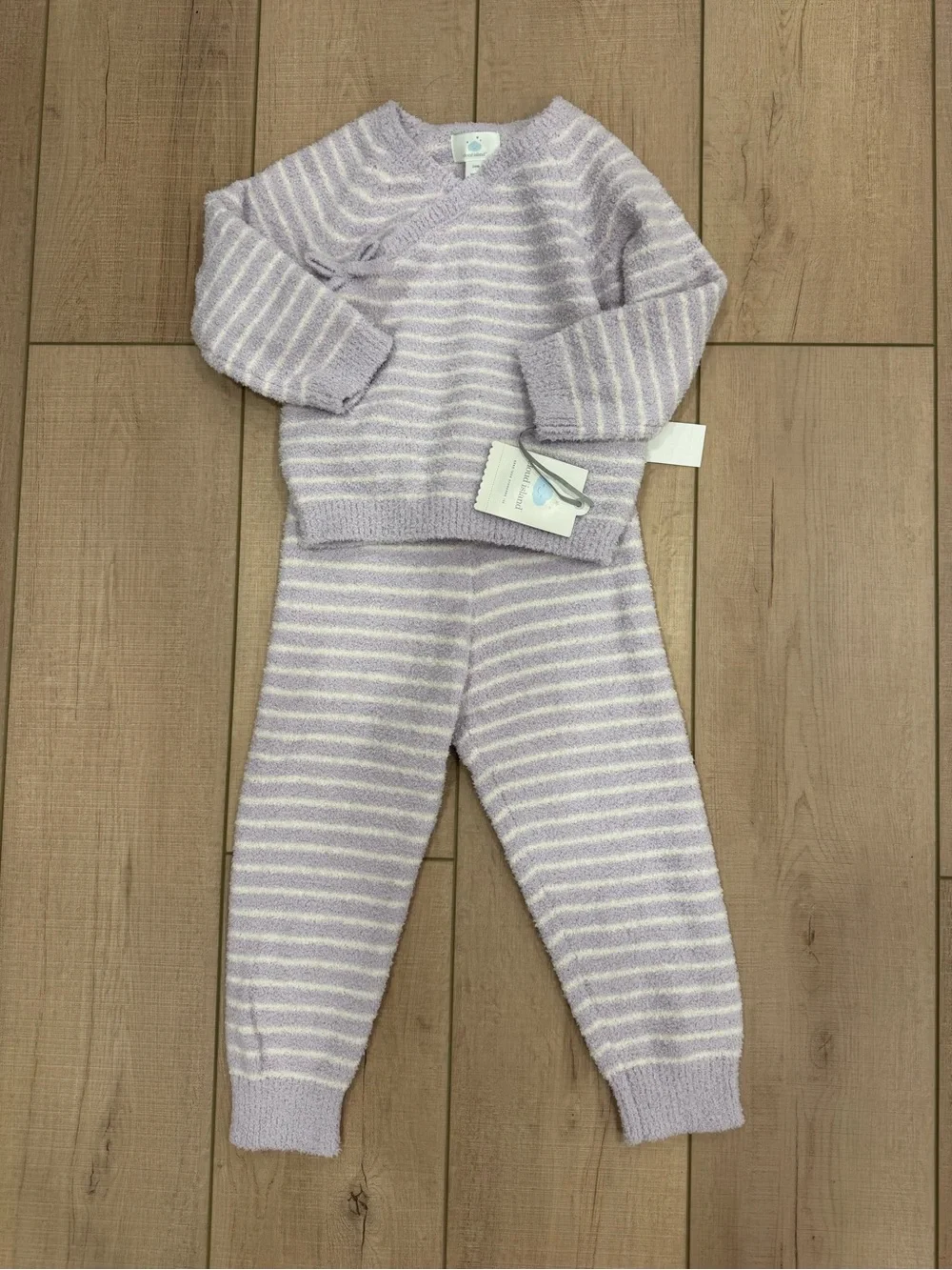 Cloud Island Soft Lavender Striped Kids Pajama Set - Cozy Knit Sleepwear